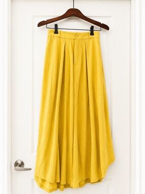 Mustard Yellow High-Low Midi Maxi Skirt